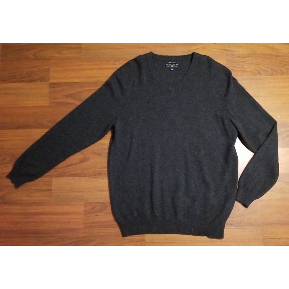 Club Room 100% Cashmere Gray V-Neck Sweater Men's Size Large         A-1